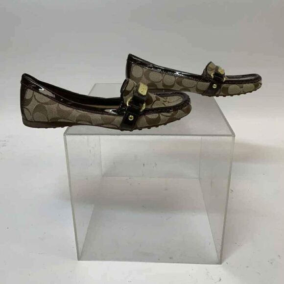 Coach Designer Monogram Women's Tan Ballet Flats Loafers - Size 6.5 - Picture 1 of 7